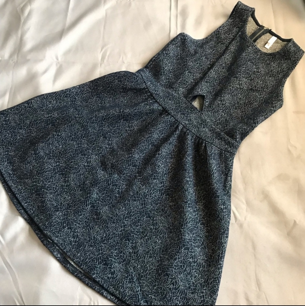 Metallic Knit Silver and Navy Xhilaration Dress